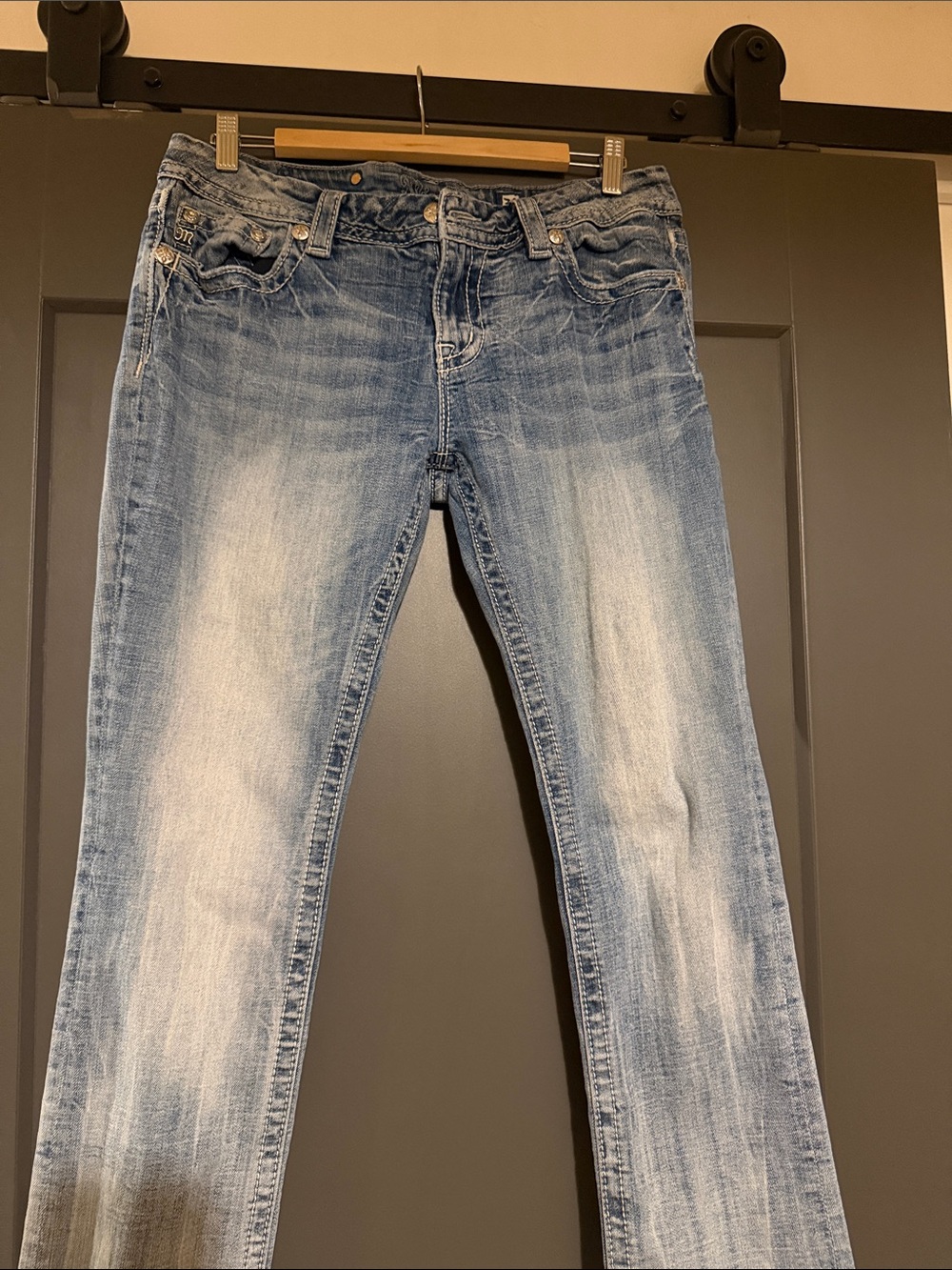 Miss Me Light Blue mid rise easy straight Jeans